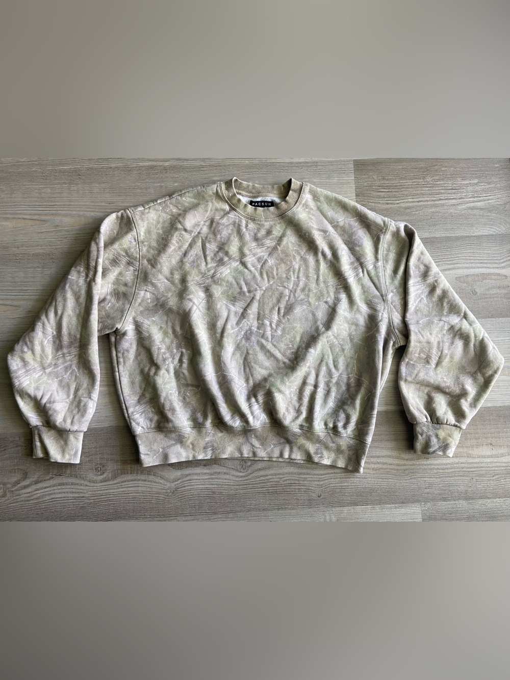 PacSun Tree Camo Crew Neck Sweatshirt Size XS Boxy Oversized